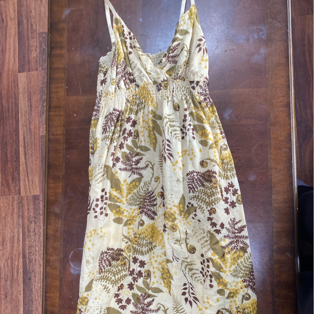 Floral  Dress with Yellow and Brown Accents